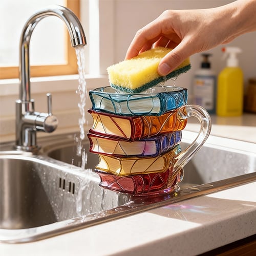 Handmålad bokformad kaffemugg