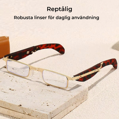 Hopfällbara läsglasögon med blåljusfilter och fodral