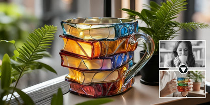 Handmålad bokformad kaffemugg